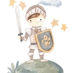 Fairy Tale Knight 1 Nursery Wall Art 8"x10"in - Instant Download