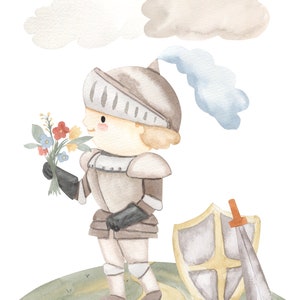 Fairy Tale Knight 2 Nursery Wall Art 8"x10"in - Instant Download