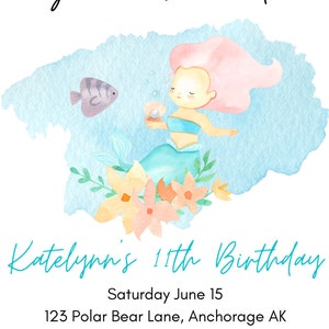 Mermaid Party Invitation - Personalized Digital Download