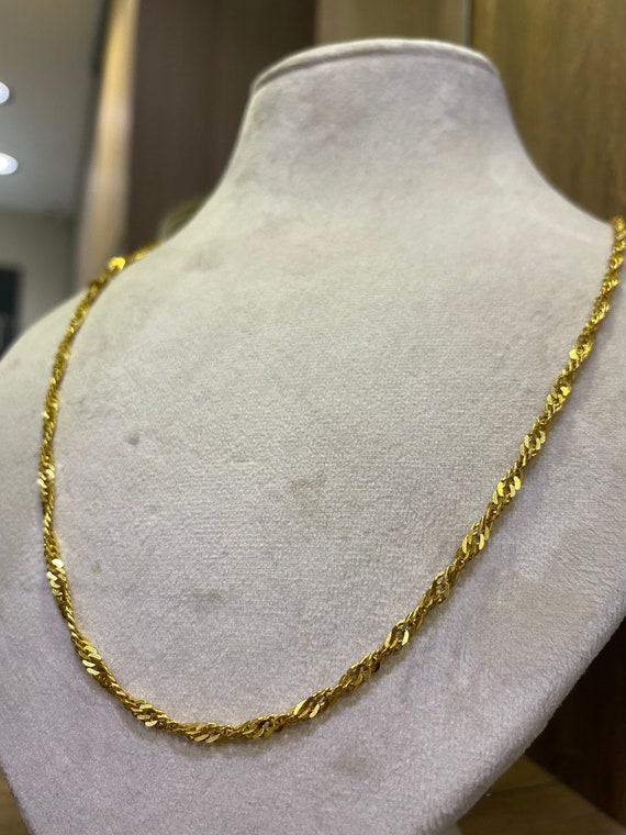 22k Gold Singapore Chain Necklace / Real Solid Gold Twisted | Etsy