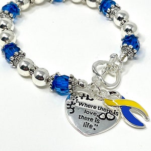 Support Ukraine Bracelet - "Where There is Love There is Life" - Ukraine flag beaded Jewelry bracelet