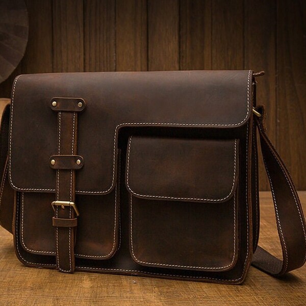 Mens Leather Messenger Bag - Etsy