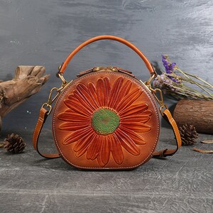 Stylish Leather Circle Crossbody Satchel — P. Sherrod & Co. Leather Handbags
