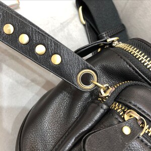 Rivet Leather Fanny Packblack Personalized Crossbody Bag - Etsy