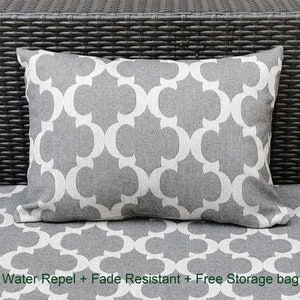 Real Fade resistant Outdoor Gray Cross Water Proof Specialist Highend Sun UV and Waterproof Cushion bench Cover Patio Bench pillow cushion