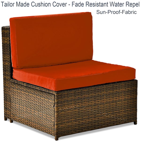 Orange-Fade resistant Outdoor Water Proof solution dyed Specialist Sun UV Water proof-Repel Sofa Seat Cushion Cover Patio seat Bench