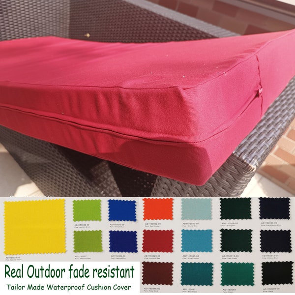 Teflon Finish-Real Fade resistant Outdoor Sun UV Waterproof Anti Stains Cushion bench Cover Pillow Case Bolster Daybed Patio Bench Floor 052