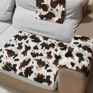 Set of 3 pieces (custom size) Soft Fleece Milk Cow Armrests covers for furniture sofas loveseat slipcover protectors recliners chairs sofas