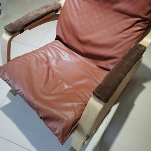 Su misura - Un paio di imbottiture per braccioli in ciniglia da 2 cm di spessore, lavabili, lacci in velcro mobili per qualsiasi sedia a due posti in metallo e legno Poang