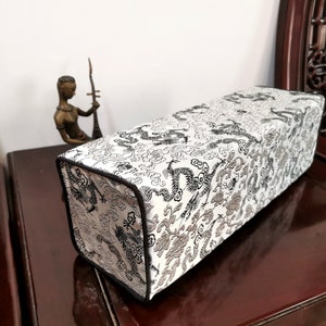 Long Square Bolster cylinder side pillow plus (High Density Solid Upholstery Foam)  Oriental Chinese Japan Kimo Brocade Silk-y Dragon
