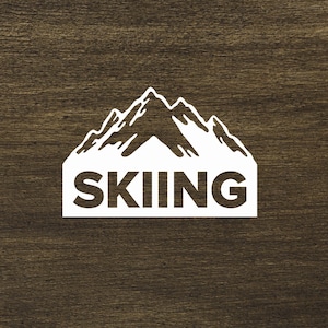 Skiing Mountain Range Die-cut Sticker, SKI Decal, Truck, Car, Water Bottle, Window Decal