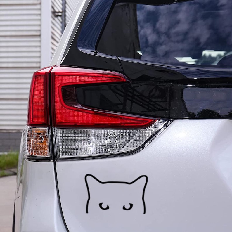 Gluren kat sticker vinyl sticker auto, raam, bidon, laptop, camper, vrachtwagen, SUV afbeelding 3