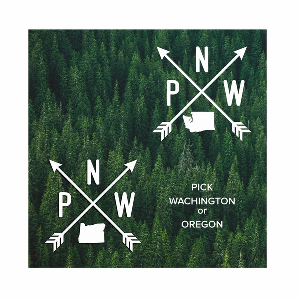 PNW Vinyl Decal, Pacific Northwest Vinyl Decal, Washington, Oregon, Die Cut Sticker, Mountain, Laptop, Water Bottle Decal