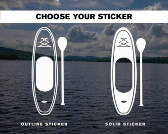 Stand Up Paddle Board Mountain Lake Vinyl Sticker - 5\" Waterproof Decal For Cars & Laptops
