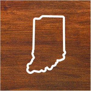 Indiana State Outline IN Sticker Decal Vinyl Car, Window, Mirror, Water Bottle, Laptop, RV, Truck, SUV