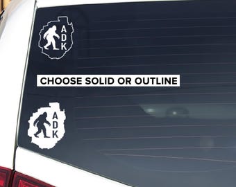 ADK Sasquatch Bigfoot Sticker, Adirondacks Sticker, ADK Mountain Sticker, Adirondacks Vinyl Die-Cut Decal, Adventure Decal, Mountain Decal