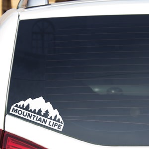 Mountain Life Mountain Trees Gestanste Sticker, SKI Sticker, Vrachtwagen, Auto, Waterfles, Raamsticker