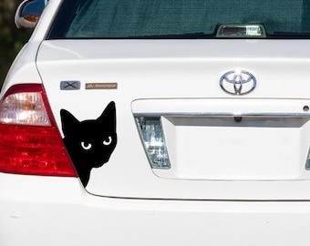 Katze späht Abziehbild-Vinyl-Aufkleber Auto, Fenster, Wasserflasche, Laptop, LKW, LKW