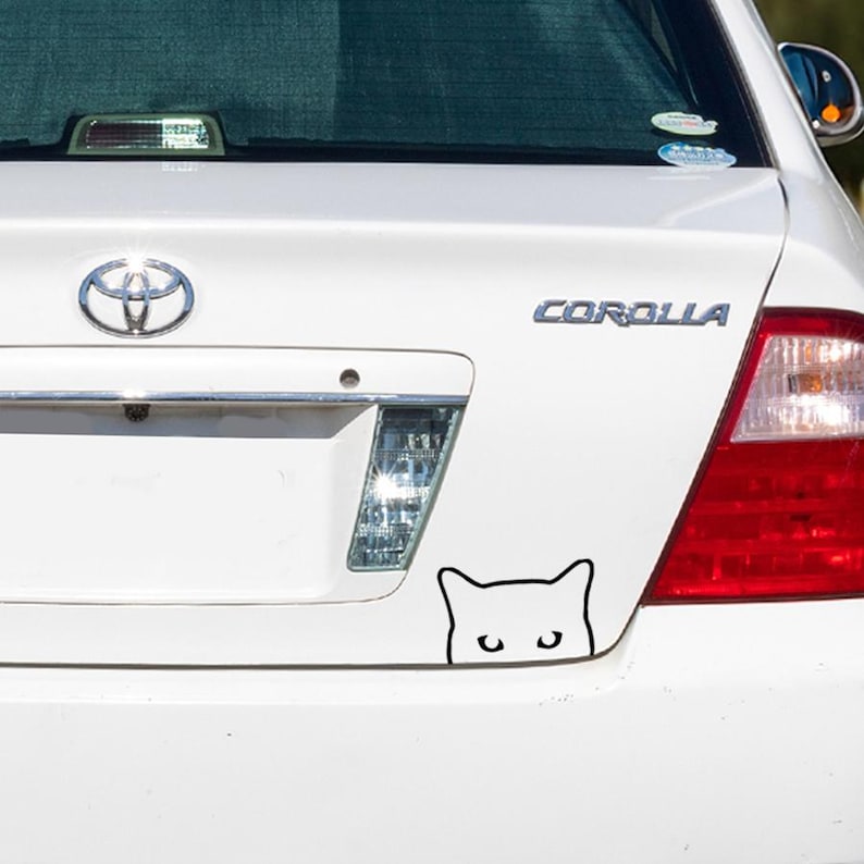 Gluren kat sticker vinyl sticker auto, raam, bidon, laptop, camper, vrachtwagen, SUV afbeelding 2
