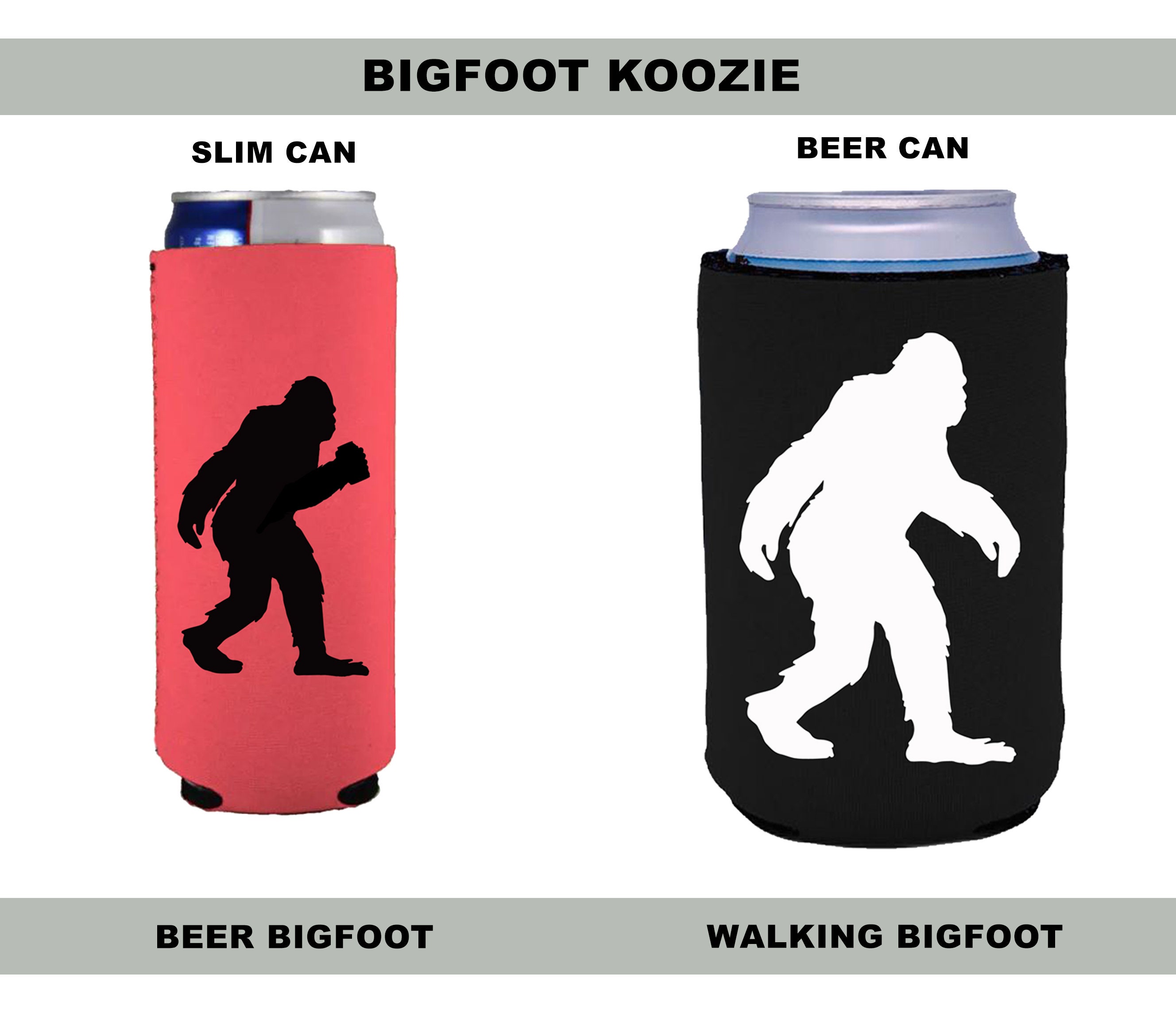 2 Bigfoot Walking Koozies Insulated Can Mountain Neoprene NEW - 2 Cute  Koozies