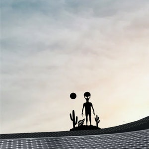 Alien UFO Crash Desert Vinyl Sticker Decal