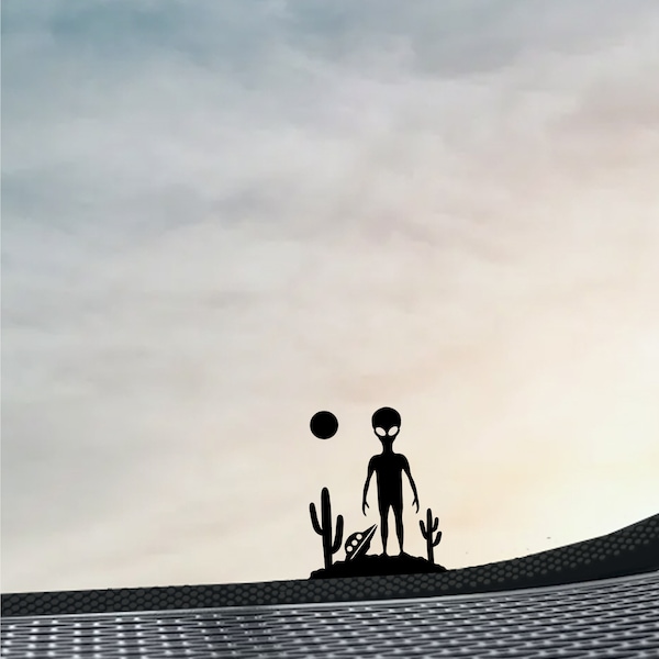 Alien UFO Crash Desert Vinyl Sticker Decal