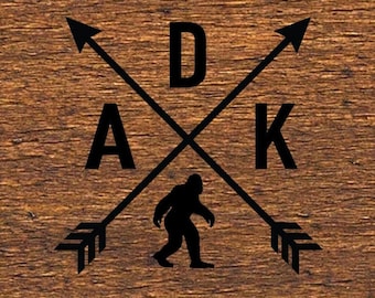 ADK Bigfoot Compass Arrow Sticker, Adirondacks Sticker, ADK Mountain Sticker, Adirondacks Vinyl Die-Cut Decal
