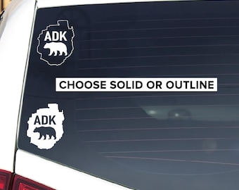 Bear ADK Park Adirondack Sticker, ADK Mountain Sticker, Adirondacks Vinyl Die-Cut Decal