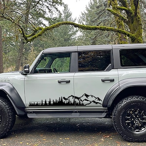 Mountain and Tree Large Vinyl Decal Sticker 24&quot;- 70&quot; SUV, Truck, RV Camper, Off Road Vehicles
