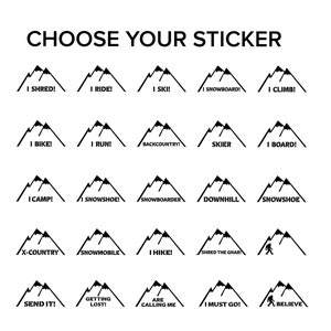 Mountain Sticker Car Decal, Vinyl Helmet Sticker,Laptop Sticker Snowboard, Running, Bike, Hike, Camp, Ski, Rock Climb