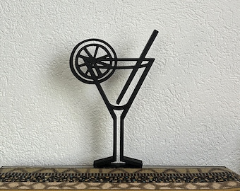 Cocktail - Bar - Cocktailglas - Dekoration - Silhouette - Lineart - aus dem 3D Drucker