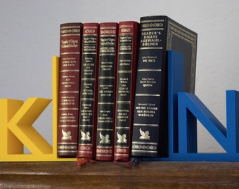 Buchstütze für Bücherregal mit Buchstaben und Zahlen / Bookend - personalisierbar - aus dem 3D-Drucker - Preis je Buchstütze