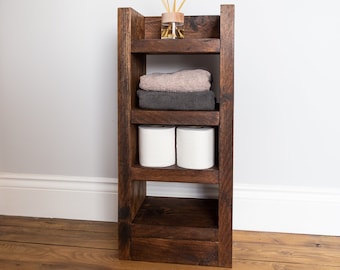 Bathroom Shelving Unit / Chunky Wooden Shelves / Bathroom Decor / Rustic Toilet Paper Stand / Furniture