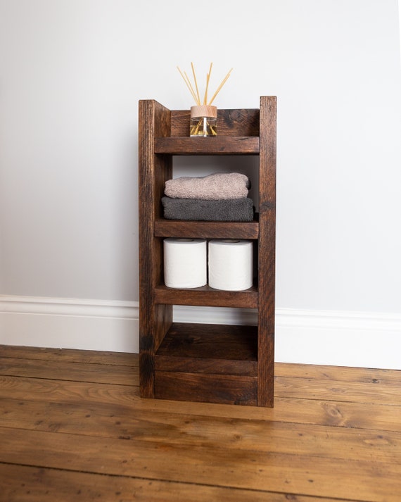 Bathroom Shelving Unit / Chunky Wooden Shelves / Bathroom Decor / Rustic Toilet Paper Stand / Furniture