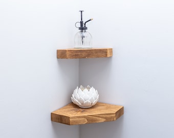 Diamond Shape Corner Shelves / Living Room / Wall Decor / Rustic / Chunky