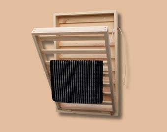 Wall Mounted Wooden Drying Rack | Foldable Laundry | Space Saving Clothes Airer | Wooden Wall Dryer Rack