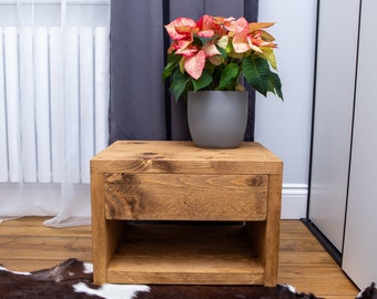 Chunky Bedside Table with Drawer / Farmhouse / Rustic / Bedroom