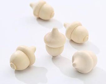 Unfinished Wood Acorn Shapes | Natural Wood DIY Supplies | 36x23mm | Kids Crafts, Painting, Home Decor, Waldorf Toys | Bulk Craft Pieces