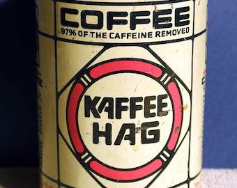 RARE 1927 Kaffee HAG Boîte de café d'une livre en étain Ludwig Hohlwein Cleveland