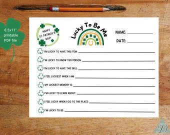 St. Patrick's Day Lucky Worksheet For Kids, St Patty Day Worksheet For Kids, St. Patrick's Day Activity For Kids, Kids Self Esteem Worksheet