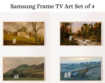 Vintage Ghost Set of 4 Samsung TV Frame Art, Samsung Frame Art Halloween, Tv Art Fall, Halloween Wall Art, Ghost Art Digital Download