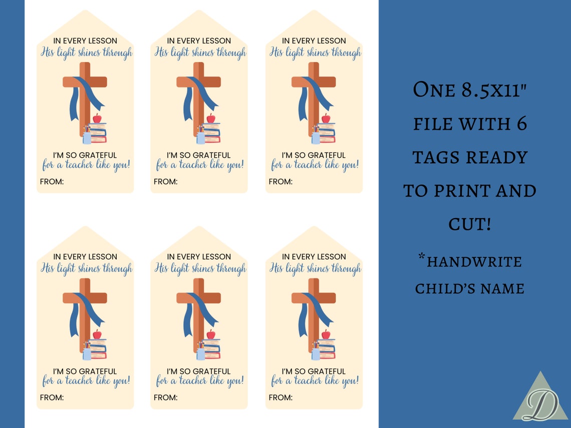 Christian Teacher Appreciation Week Tag, Printable End of School Year ...