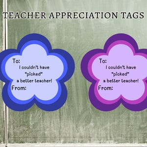 Flower Teacher Appreciation Week Tag, Printable End Of School Year Favor Tags, Printable Teacher Thank You Gift Tag DIY, Teacher Gift Tag