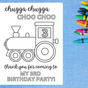 Train Birthday Printable Coloring Page, Train Birthday Party Favors, 1st Birthday, 2nd Birthday, 3rd Birthday, 4th Bday, Boys Birthday Party