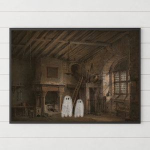 Ghost Wall Art, Vintage Art, Ghost Art Print, Ghost Haunted House Art, Halloween Art Print, Halloween Wall Decor, Ghost Decor, Spooky Art