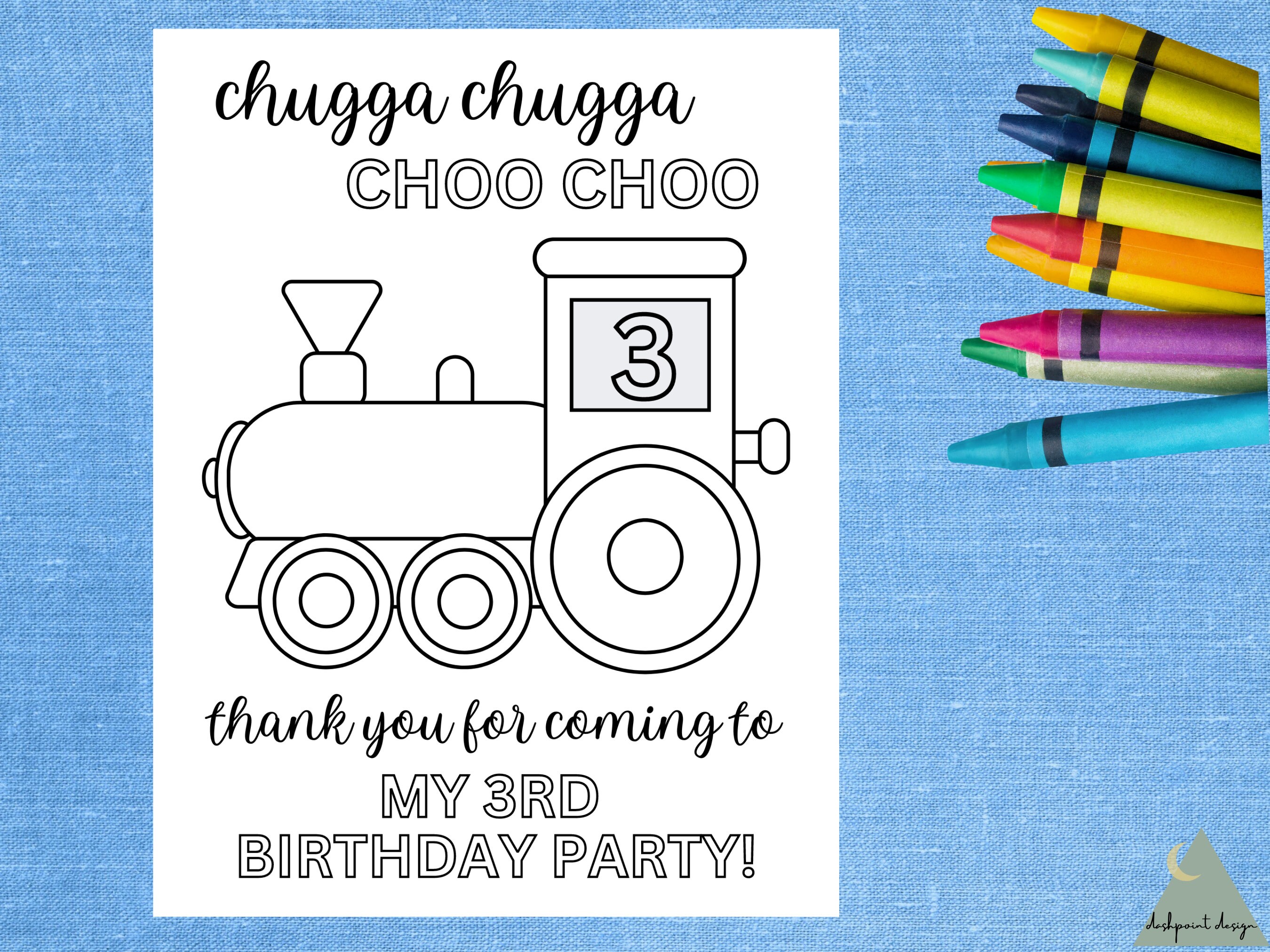 Train 3rd Birthday Printable Coloring Page Train Birthday Etsy Australia