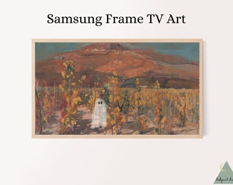 Arte de TV con marco de fantasmas de viñedo, ilustración de TV con marco Samsung de Halloween, TV con marco de pintura vintage, arte de descarga digital, ilustración de pintura de fantasmas