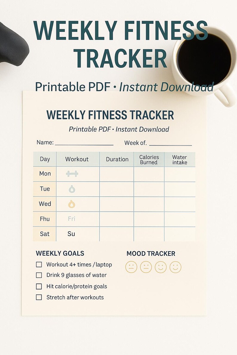 Weekly Fitness Tracker Template - Etsy