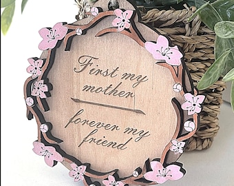 Mother's Day Cherry Blossom Wreath SVG: Laser Cut File