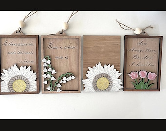 3D Floral Sign Bundle, Flower Laser Signs, Laser Cut File SVG